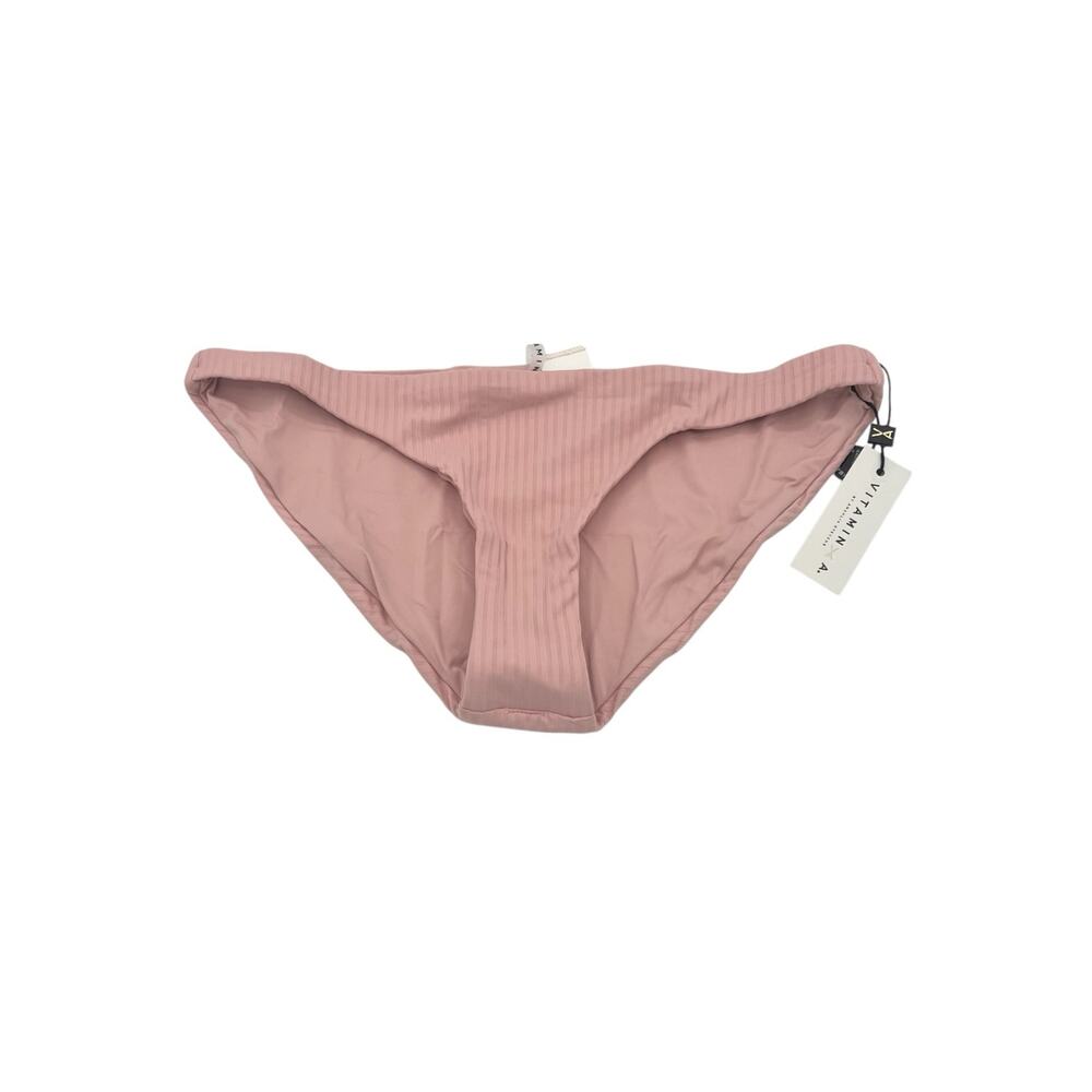 Vitamin A Luciana Reversible Bikini Bottom Ballet Pink Ribbed Swim Small NWT